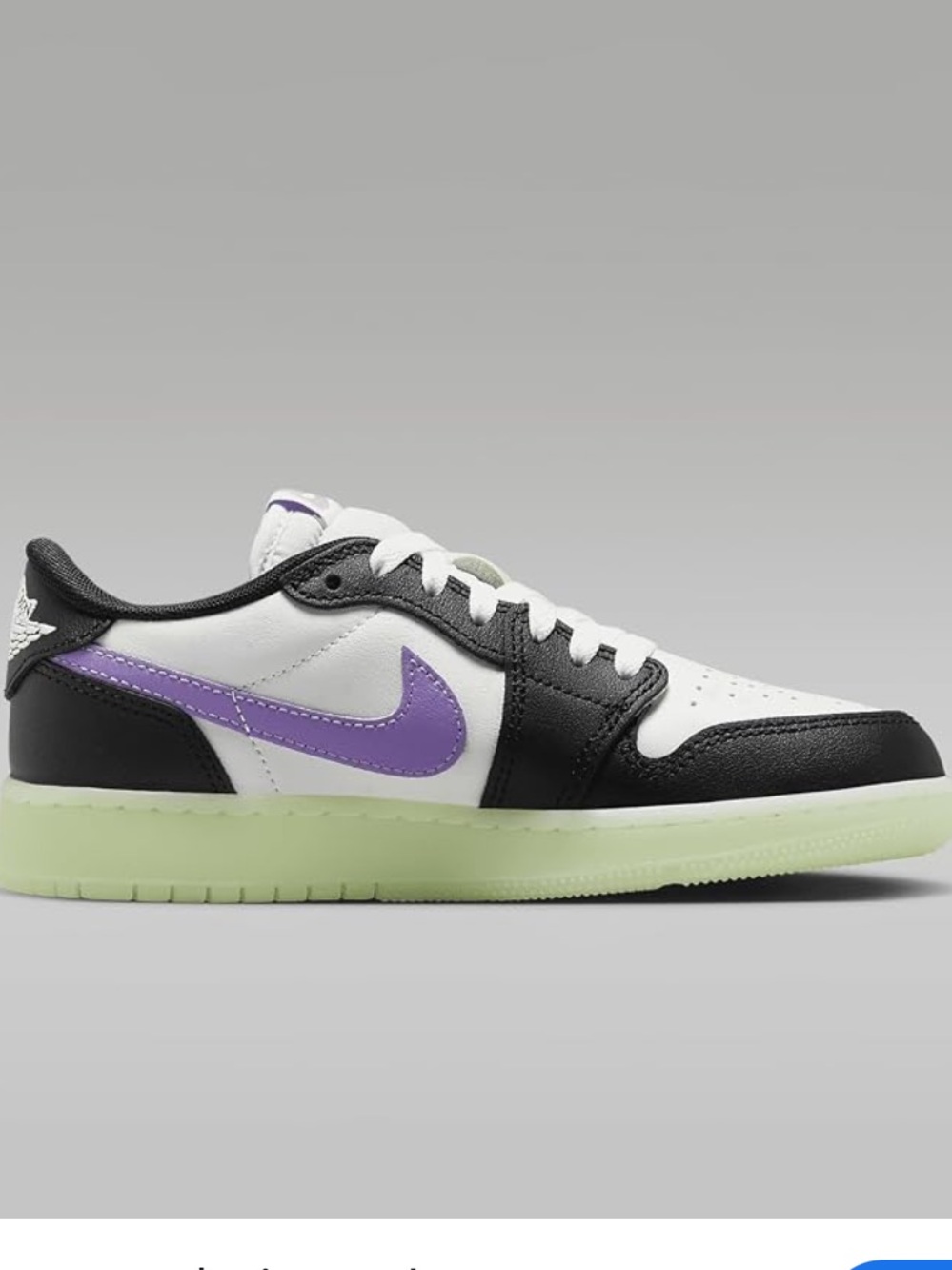 NWT!! Nike Low-Top Sneakers; White, Black and Purple with Glow in the dark soles - Picture 4 of 7